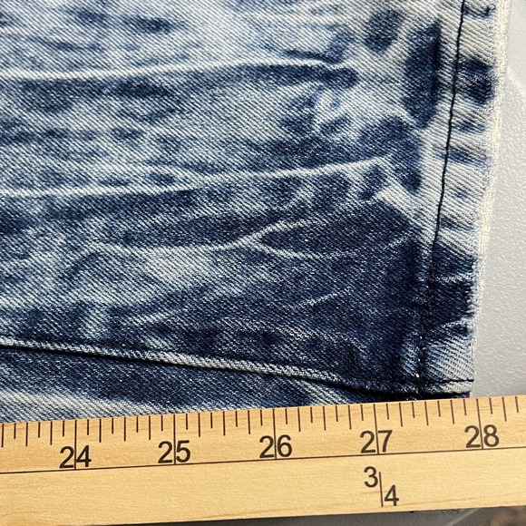 Trillnation Mens Jeans 38 Blue Denim Distressed Zipper Accents Skinny Acid Wash - Picture 13 of 14